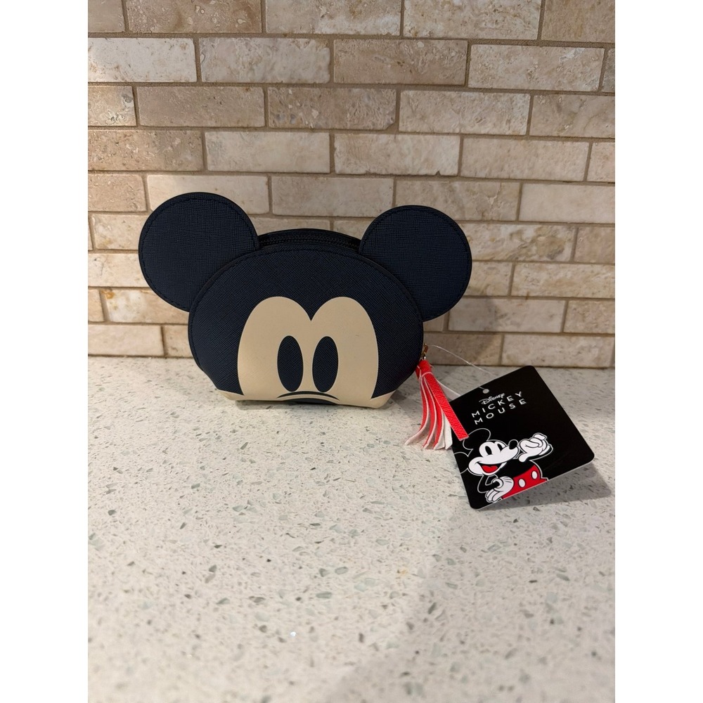 Disney Mickey Mouse Ears Coin Purse Zip Wallet Cosmetic Pouch navy nwt